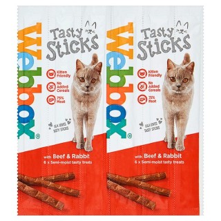 Webbox Cats Delight Tasty Cat Stks Beef/Rabbit 6Stk