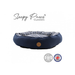 BLUE AND GREY TARTAN DONUT BED 70CM